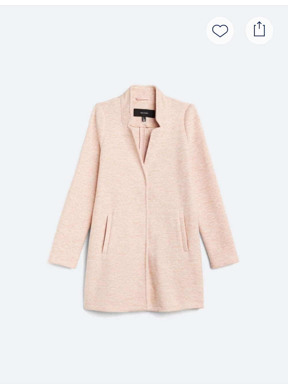 Vero Moda Wool-Blend Open Front Coatigan in Light Blush